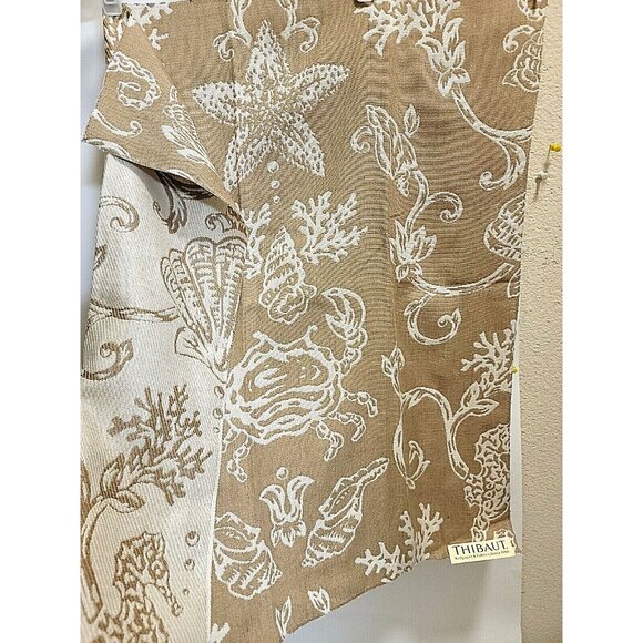 Sea Star Crab Coral Designer Upholstery Fabric Reversible Brown Brige - Picture 3 of 9